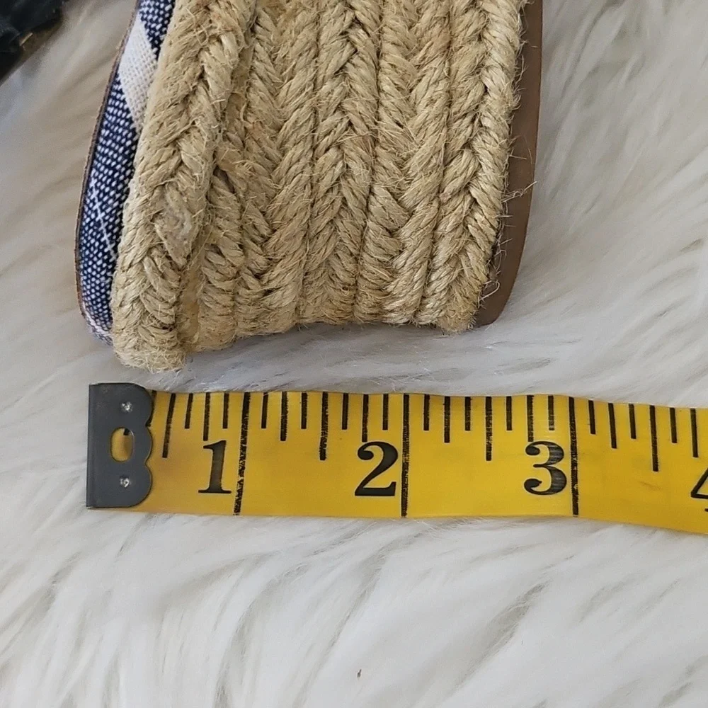 Bella Vita Navy Striped Espadrille Sandals NIB